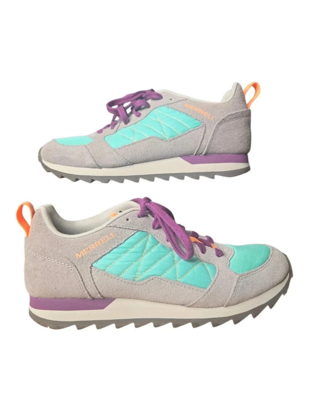 Merrell Womens Moon Mint Quilted Leather Suede Retro Outdoor Alpine Sneakers 8.5